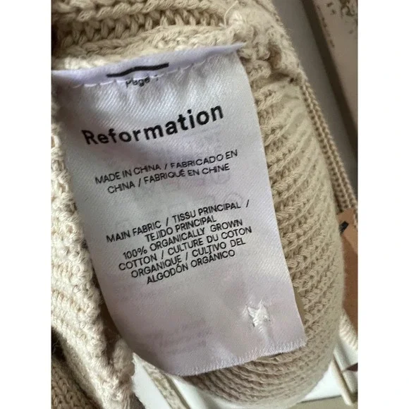 Reformation Jessa Cotton Cardigan Size Medium Tan - Picture 3 of 4